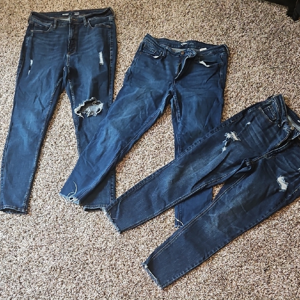 Old Navy Blue Skinny Jeans with Distressed Details